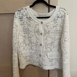 Zara Elegant White Crochet Sweater like new!!!
